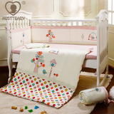 春夏季外贸婴儿床上用品套件 宝宝防撞可拆洗纯棉透气床围七件套
