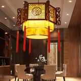 中式吊灯实木仿古羊皮灯餐厅客厅茶楼酒店饭店大厅灯过道玄关灯具