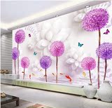 现代3D立体大型壁画花卉蒲公英客厅电视背景墙纸卧室沙发无缝壁纸