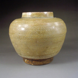 明代龙泉窑罐子 黄釉开片纹单色釉明清瓷器 包老保真古玩古董瓷器