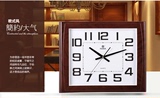 正品霸王915方形简约静音石英挂钟电子钟表欧式客厅时钟创意包邮
