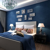 T深蓝色墙纸 纯色地中海风格壁纸 素色 卧室客厅背景墙壁纸特价