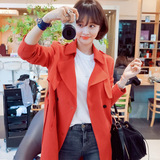2016春季新品韩国东大门品牌女装韩版风衣女式中长款大衣外套包邮