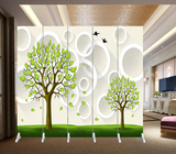 简约屏风隔断玄关卧室客厅宜家现代中式折屏发财树3D背景墙