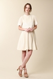 JILL STUART12 优雅纯色纤细蕾丝纯色层次感无领半袖连衣裙