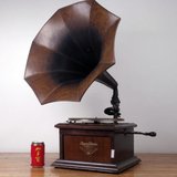 热卖古董老物件木喇叭唱机/Magna 78转手摇留声机 音质良 发条有