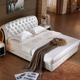 真皮床 软包床 双人床软床皮艺床1.8 2米气动储物床欧式婚床现货