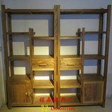 榆木博古架实木中式多宝阁茶叶架子展示架客厅定制玄关柜隔断架