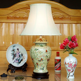景德镇陶瓷客厅书房卧室床头台灯 欧式现代中式时尚手绘花鸟灯具