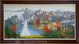 手绘欧式山水聚宝盆风景油画客厅走廊横幅的巨幅装饰画办公室挂画