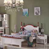 地中海美式乡村家具全实松木欧式儿童床男女孩公主床1.2米单层床