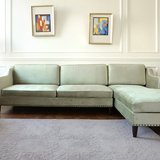 简约现代小美式绿色组合沙发贵妃椅实木软包设计师客厅家具小法式