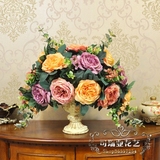 欧式仿真牡丹花套装客厅餐桌整体花艺装饰品创意家居摆件干花假花