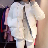 2015韩国东大门代购短款白鸭绒羽绒服圆领加厚面包服修身女潮正品
