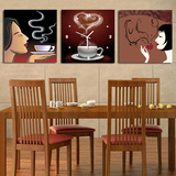 创艺家居客厅现代水晶无框画挂钟餐厅装饰静音饭厅壁画咖啡美女