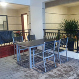 户外塑木桌椅组合 星巴克咖啡厅桌椅 仿木庭院户外酒店餐桌椅