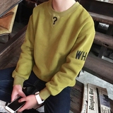 2015冬装潮男圆领套头针织加绒加厚时尚卫衣青少年男生韩版打底