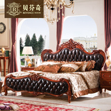 贝芬奇家具欧式床真皮双人床 美式实木床别墅大户型1.8米橡木婚床
