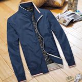秋季中青年男士韩版修身外套春秋潮立领薄款男装上衣加厚流行夹克
