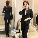 2015新款黑色韩版修身商务上班职业白领女士工作正装小西服套装裤
