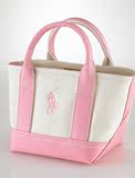 ralph lauren pink pony少女手提mini可爱粉色帆布包美国直邮