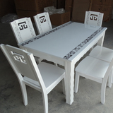 餐桌现代简约小户型大理石餐桌椅组合6人白色实木长方形饭桌包邮