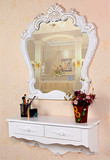 欧式描金梳妆台壁挂 卧室卫生间描金大镜子梳妆台 小户型化妆桌