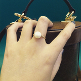 迷宫 奢侈14k金 贵妇级日本akoya天然珍珠戒指 松紧指环 多层手链
