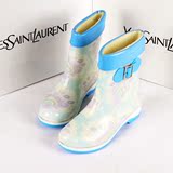 韩国时尚冬季夏季两用加绒保暖防滑中筒防水套鞋女式水鞋雨鞋雨靴