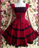 宫廷芭比lolita公主洋装修身复古蕾丝吊带蓬蓬礼服连衣裙