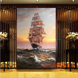 3d玄关壁纸 走廊尽头背景墙纸大型壁画壁纸 竖版 欧式 帆船