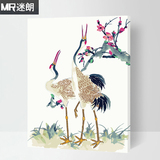 迷朗diy数字油画 客厅餐厅动物中式水墨丹顶鹤填色数码手绘装饰画