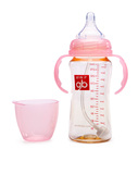 好孩子婴儿奶瓶宝宝宽口径奶瓶母乳实感握把吸管PPSU奶瓶300ml粉