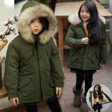 2015冬季女童棉衣外套加厚中长款保暖上衣中大童棉袄羊羔棉服韩版