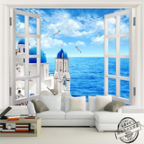 3D假窗地中海城堡无缝整张壁纸壁画 客厅卧室沙发电视背景墙纸