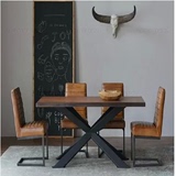美式复古铁艺吧台桌椅做旧实木圆桌餐桌欧式新款蝴蝶结整装防锈