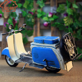复古铁皮摩托车模型 1953年罗马假日意大利赫本踏板车 家居摆件