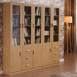 定制现代书柜自由组合书柜宜家书橱带门简易书架柜实木质卧室家具