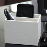 白色办公室方形分两格创意时尚名片多功能桌面文具分隔笔筒收纳盒