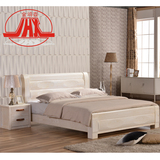现代中式简约纯实木床厚重款白色榆木床高箱床储物床 海棠色床