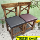 碳化色木椅 木头椅子实木餐椅 靠背矮凳子 简约家用吃饭餐厅木 椅