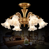欧式全铜吸顶灯低矮户大气客厅灯具美式复古纯铜卧室餐厅简欧灯饰