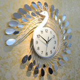 孔雀石英挂钟 创意艺术客厅钟表现代时尚静音卧室欧式铁艺时钟