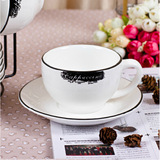 厂家定制 黑白大号经典咖啡杯陶瓷杯碟套装 卡布奇诺欧式礼品杯