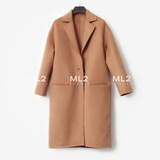 ML2 驼色 双面羊绒 西装领暗口袋 欧美范长袖大衣