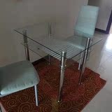 餐桌钢化玻璃桌子方桌两层饭桌不锈钢简易桌子包邮小户型现代家具