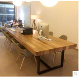 青柠檬欧式铁艺餐桌实木餐桌椅复古长桌电脑桌会议桌办公桌书桌