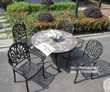 户外铸铝大理石圆形桌椅家具 板岩休闲桌椅 室外花园庭院铸铝板岩