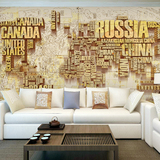 客厅沙发电视背景墙纸壁画定制3d壁纸无缝墙布现代欧式地图英文画