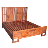 非洲花梨木双人大床中式全实木双人床老仿古榆木红木卧室家具定制